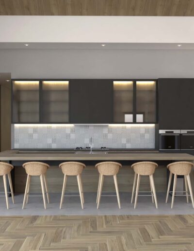 design de uma cozinha estilo americana para uma habitação moderna
